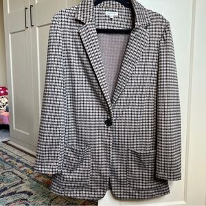 Max Studio Houndstooth Single-Button Knit Blazer Jacket size xl